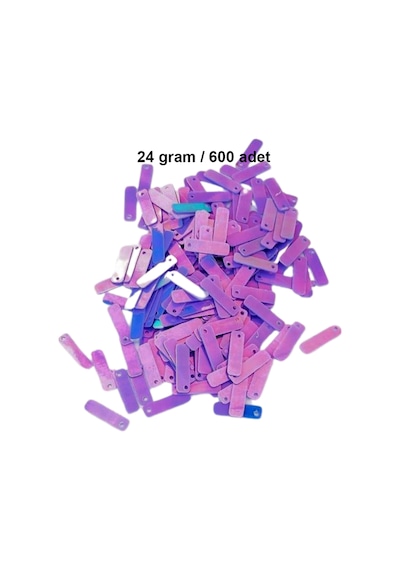 Mor 15 X 5 Mm Dantel Oya Yazma Halhal Abiye Lazer Kesim Pul 600 Adet / 24 Gram