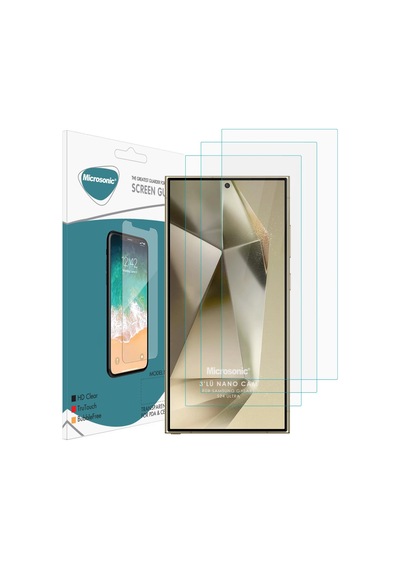 Microsonic Samsung Galaxy Uyumlu S25 Ultra Screen Protector Nano Glass Cam Ekran Koruyucu 3 Lü Paket