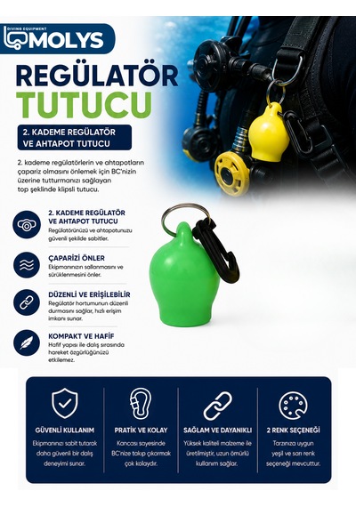 Ahtapot - 2. Kademe Regülatör Tutucu Neon Yeşil
