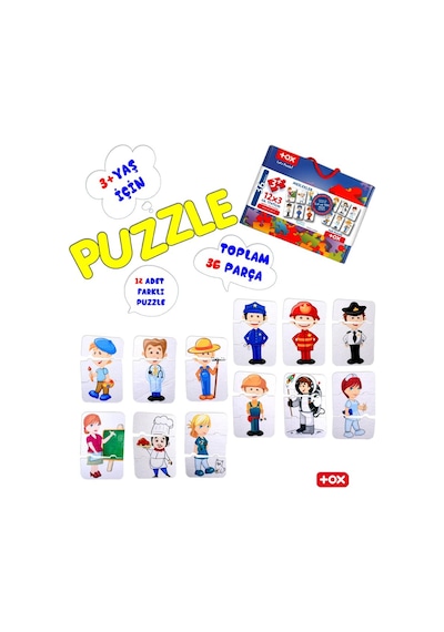Tox Meslekler 3+ Keçe Yapboz 3 Yaş Puzzle T006