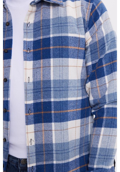 Tudors Erkek Slim Fit Dar Kesim Kareli Kışlık Oduncu Gömlek-42118 Mavi Tudors Erkek Slim Fit Dar Kesim Kareli Kışlık Oduncu Gömlek-42118 Mavi