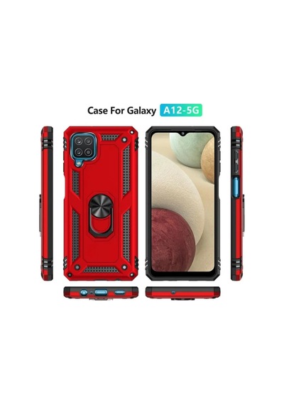 Jenerik Samsung Galaxy Uyumlu A22 Kılıf Sofya Yüzüklü Silikon Kapak - Kırmızı