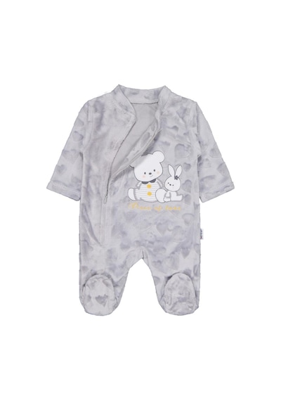 Minidamla Baby Minidamla Kız Ayı Tavşan Nakış Fermuarlı 1-6 Ay Tulum Gri