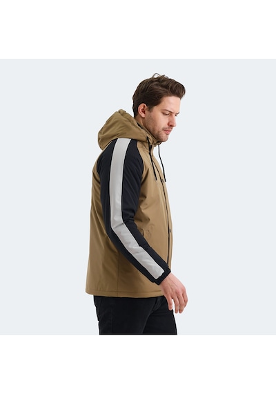 Slazenger HINOX Erkek Kapüşonlu Bej Mont & Kaban