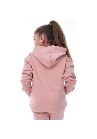 Zuzunga Basic Kapüşonlu Şardonlu Kanguru Cep Detaylı Çocuk Sweatshirt 3-10 Yaş Pudra