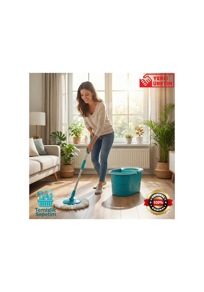 Fix Mop Set Pratik Temizlik Seti Sıkma Sistemli Döner Başlıklı 3 Adet Başlık