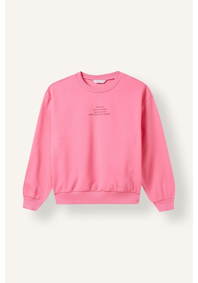Defacto Relaxed Fit Bisiklet Yaka Baskılı İçi Yumuşak Tüylü Sweatshirt Kız Çocuk I4895a826aupn206 Pembe-pn206