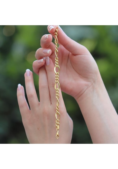 Gurmet Modeli Gold Kaplama Zincir Bileklik Gümüş