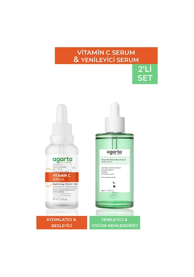 Agarta 2'li Set C Vitamini Serum 30 ML & Naturel Skin Rejuvanating Yenileyici Serum 50 ML