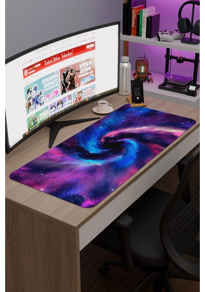 Galaksi Kaymaz Dikişli Kauçuk Oyuncu Mousepad V1 - 90x40 Xxl Gaming Mouse Pad Fare Altlığı
