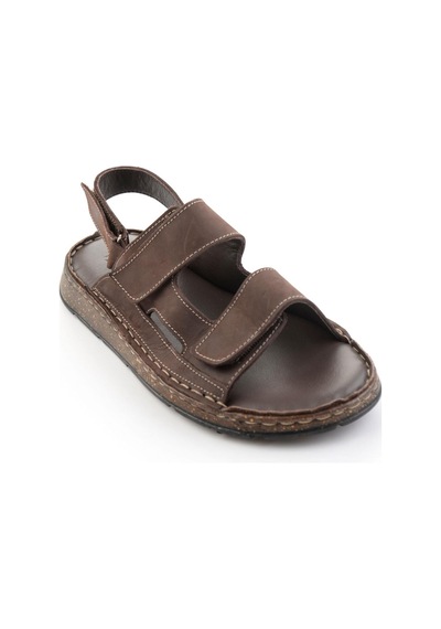 Kahve Hakiki Deri Erkek Sandalet E05433011501