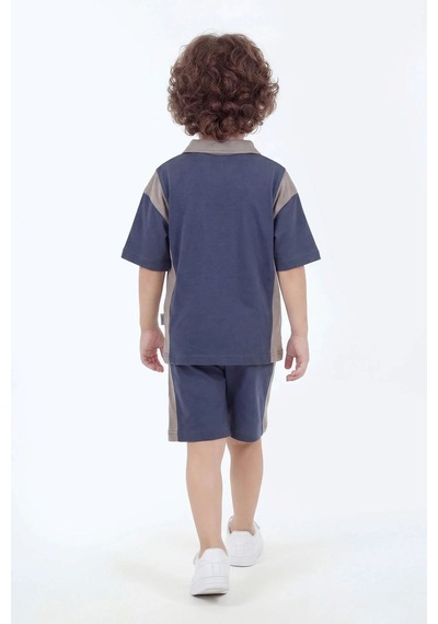 Mnk Baby & Kids Erkek Çocuk %100 Panuk Baskılı Kısa Kollu Şortlu 2li Takım M00846 Gri