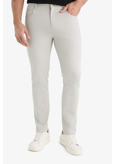 Defacto Slim Fit Dar Kesim Dar Paça Dokulu Pantolon E7959ax25augr184 Gri