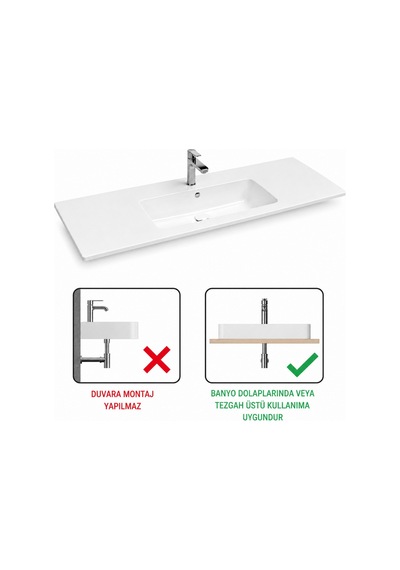 Isvea Sistema T-flat Slim İnce Formlu Lavabo 121 X 46,5 Cm Beyaz 10sl50121