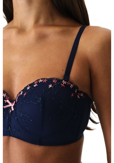 Penti Lacivert Lotus Straplez Broidery Balenli Sütyen