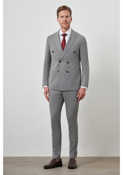 Morven Erkek Gri Poliviskon Trend Kruvaze Çizgili Desen Slim Fit Sivri Yaka Takım Elbise 25ms001020100 Gri Morven Erkek Gri Poliviskon Trend Kruvaze Çizgili Desen Slim Fit Sivri Yaka Takım Elbise 25ms001020100 Gri