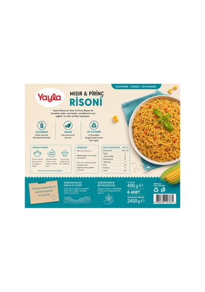 Glutensiz Vegan Risoni Makarna 400 Gr X 6 Lı Avantaj Paketi Mısır & Pirinç, Lif Kaynağı - 878143113