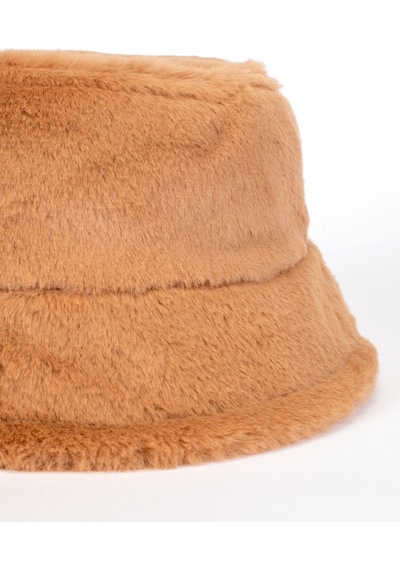 Ladycolor Tavşan Tüyü Peluş Bucket Kova Moda Kadın Kışlık Şapka Kahverengi