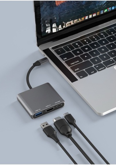 3 İn 1 1x Usb 1x Hdmı 1x Type-c Çıkışlı Usb C Hub Çoklayıcı Görüntü Ve Veri Aktarıcı