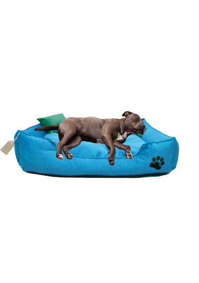 Büyük Irk Köpek Yatağı Ultrasoft Yıkanabilir Yüksek Kaliteli Kumaş Pati İşlemeli - 70 X 90 Cm - Turkuaz