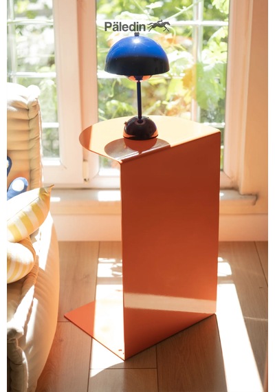Paledin Design Corvus C Form Çelik Yan Sehpa Modern Koltuk Yanı Sehpası Turuncu 37x30x60 Cm
