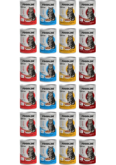 Foodline Karışık 4 Çeşit Yetişkin Kedi Konservesi 24 x 400 G