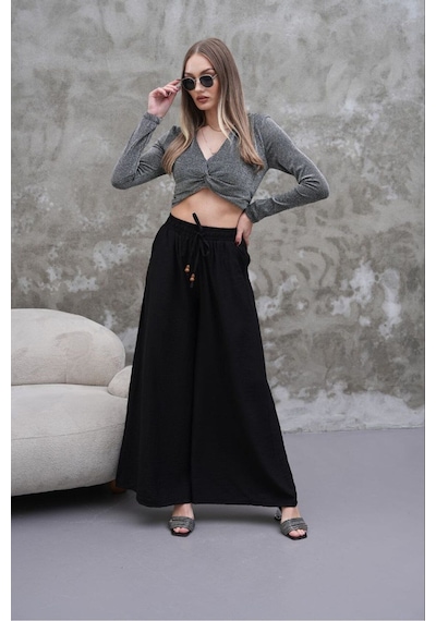 Rawea Kadın Modal Kumaş Etek Pantolon - Oversize & Geniş Paça Siyah
