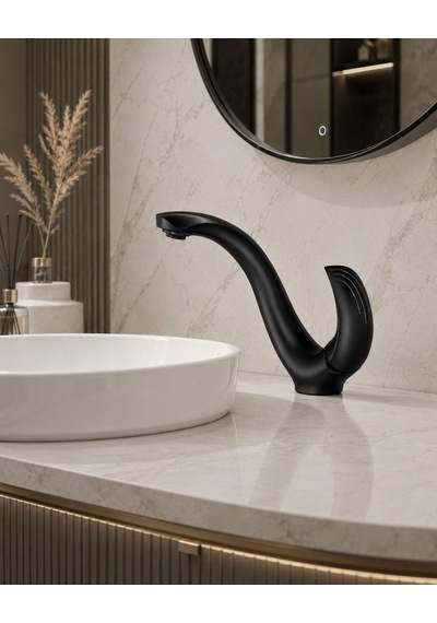 Elıte Kısa Lavabo Bataryası Mat Sıyah Siyah