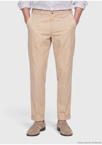 Ramsey Bej Düz Dokuma Jogging Fit Casual Pamuk Karışımlı Pantolon bej beige