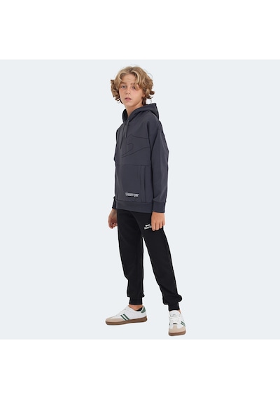 Slazenger LINK Çocuk Kapüşonlu Cepli Koyu Gri Sweatshirt