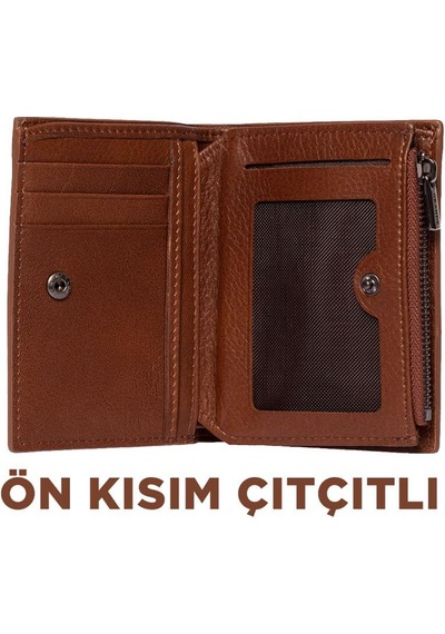 Grande Gerçek Deri Unisex Cüzdan Hakiki Deri Küçük Boy Taba