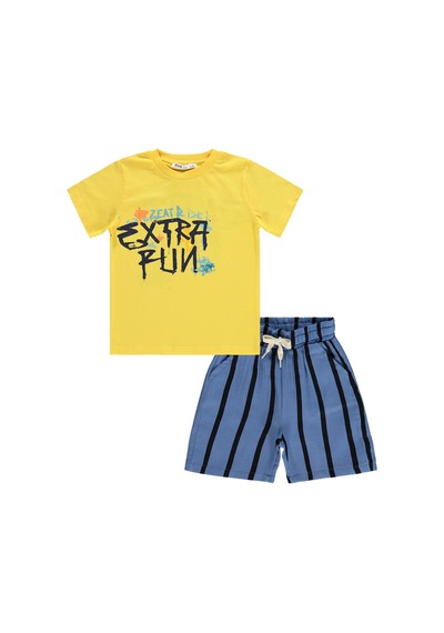 Civil Boys Extra Fun Baskılı 2-5 Yaş Takım - Sarı Sarı-indigo