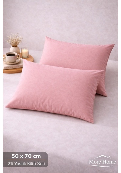More Home Pamuklu Yastık Kılıfı 2 Adet 50x70 Cm Gül Gurusu