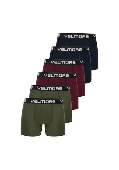 Velmore 6 Lı Kutu Erkek Boxer Likralı Ve Pamuklu İç Giyim Lacivert-bordo-haki