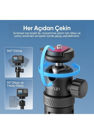 Ulanzi Tt24 Cka 146cm Selfie Stick Tripod Kamera Ve Telefon Uyumlu - S044a