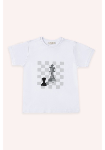 Panço Erkek Çocuk Satranç Baskılı Beyaz Pijama Üstü