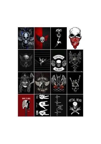 Rock'n Roll - Kurukafa Çoklu 16'lı Sticker Seti Diğer