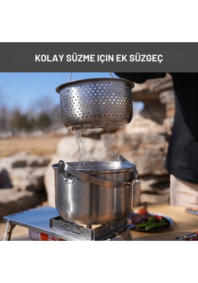 Kingcamp Cookware Set Paslanmaz Çelik Kamp Tencere Seti Gri