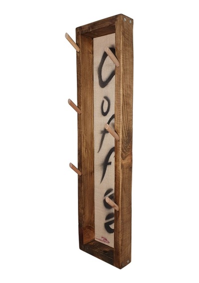 Doğal Ahşap Rustik Duvar Askısı Fincanlık Kupa Askısı Mutfak