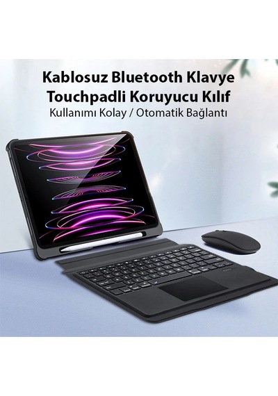 Dux Ducis İpad Pro 12.9 2022/2021/2020 Sk Series Kablosuz Bluetooth Klavye Touchpad Kılıf- 5775 Çok Renkli
