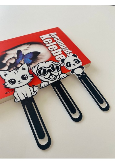 Sevimli Dostlar Figürlü Kitap Ayracı 3 Lü Set Renkli Sert Plastik Hediyelik