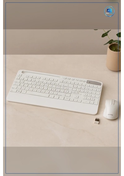 Mouse Klavye Seti Kablosuz Tablet Telefon Standlı Beyaz Q Düzen T Optik