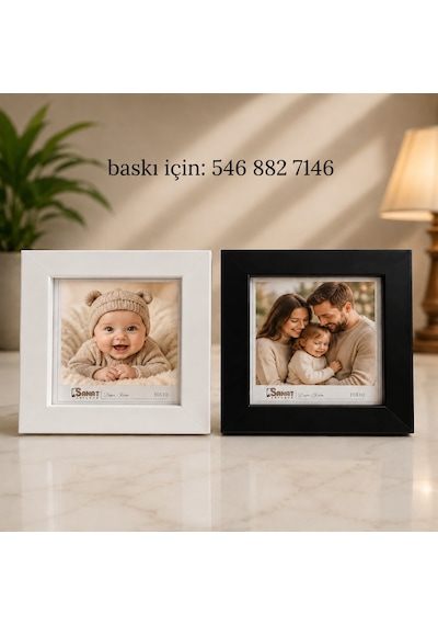 Dekoratif Çerçeve 10x10 Cm - Ahşap Arkalıklı Masaüstü Sanat Çerçeve