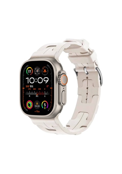 Ekılıf - Apple Uyumlu  Watch Ultra 49mm - Kordon Silikon Kordon Krd-92 - Starlight
