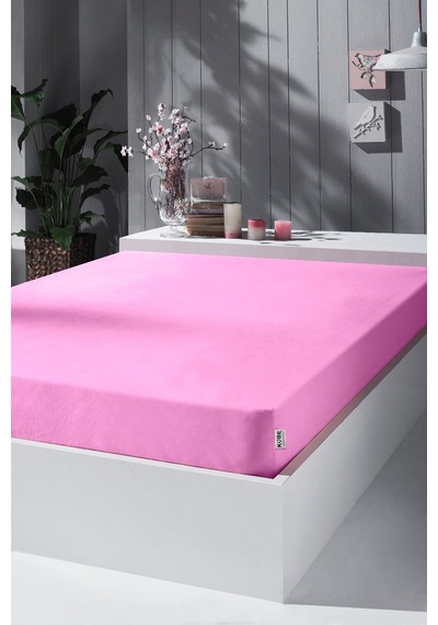 Penye Lastikli Çarşaf, Çift Kişilik ,pembe, %100 Pamuk Örme Kumaş, 130 Gr/m² Pembe