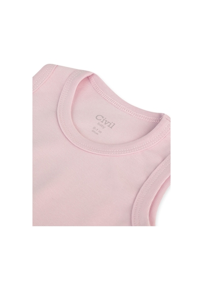 Civil Baby Organik 5 Li Sıfır Kol Çıtçıtlı Badi - Pembe