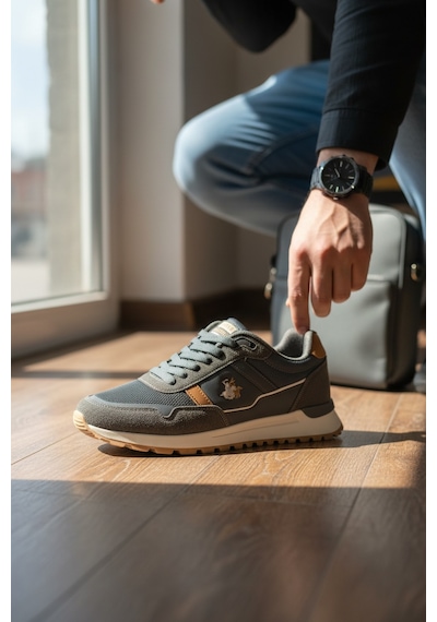 Enoch File Detaylı Hafif Taban Bağcıklı Erkek Sneaker Spor Ayakkabı Füme