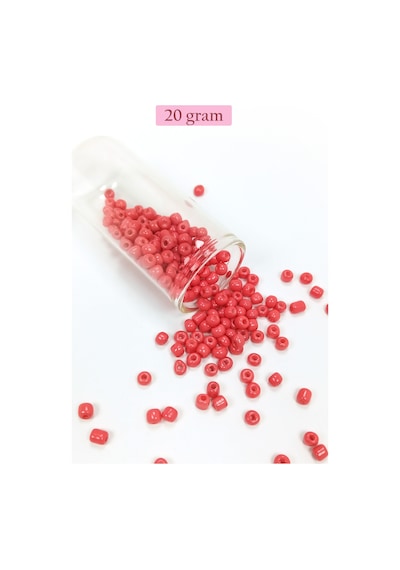 Dökme Cam Kum Boncuk Büyük Boy 6/0 4 Mm - 20 Gram - Açık Kırmızı - Bnc089