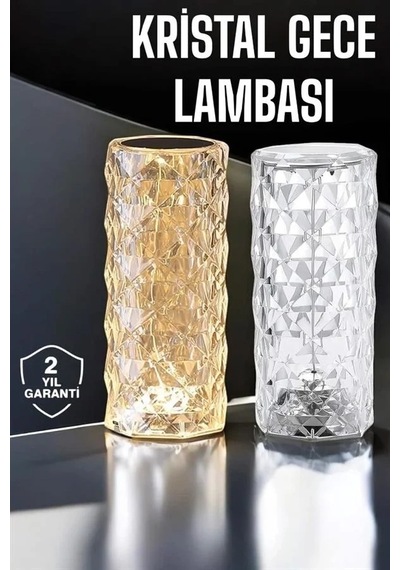 Şık Kristal Gece Lambası Dokunmatik 16 Renkli Şarjlı Çok Renkli 63713241