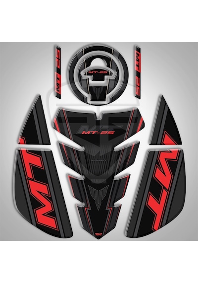 Yamaha Mt 25 2020-2021 3'Lü Set Tank Pad Depo Pad Yan Pad Kırmızı